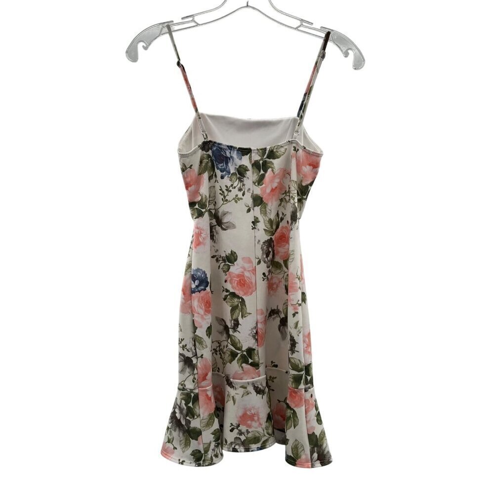 Blue Blush Women's Ruffle Hem Sheath Cut Out Floral Mini Dress Size Small - Picture 7 of 9